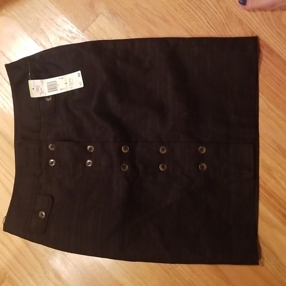 ANN KLEIN SAVANNAH BLACK LINEN BLEND SKIRT - Picture 4 of 8